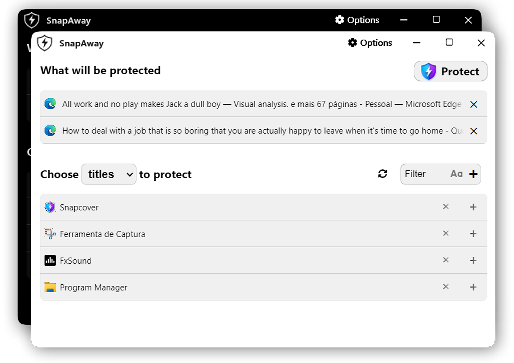 SnapAway hiding a window with a single keystroke